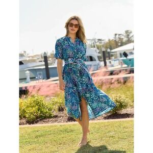 Beau & Ro The‎ Jane Dress in Tiny Blue Garden Size Small